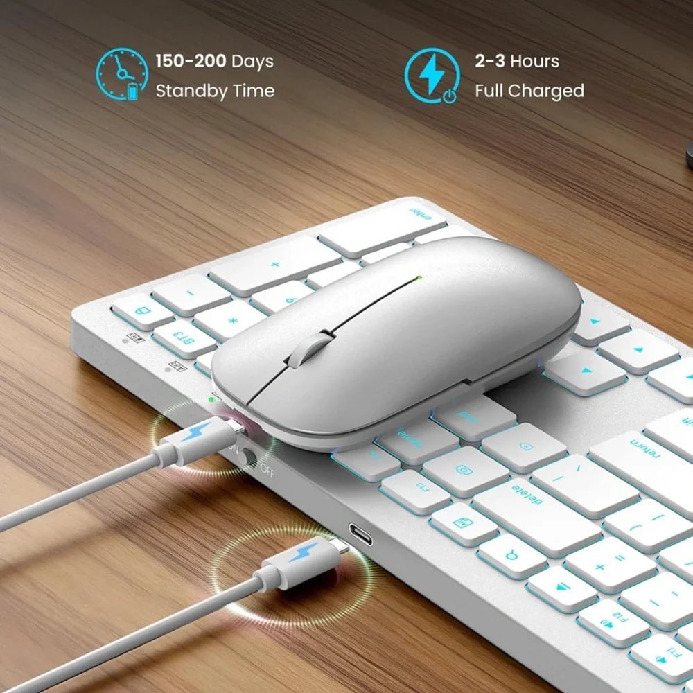 SABLUTE Bluetooth Keyboard and Mouse for Mac — 7-Color Backlit